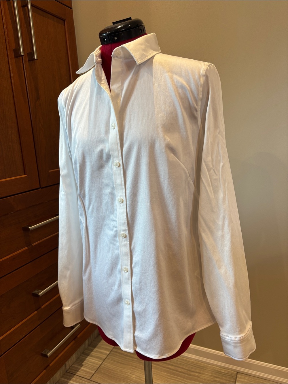 Like New 🦢 Banana Republic Non-Iron Fitted White Cotton Dress Shirt Sz 14 / XL